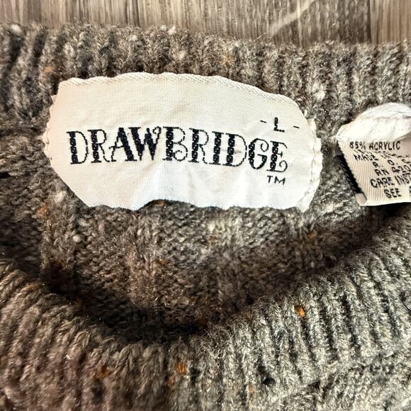 Drawbridge 85% Acrylic 15% Wool Tweed Speckled Crewneck Sweater Made in Taiwan - Picture 3 of 5